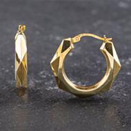Pre-Owned 9ct Yellow Gold 24mm Faceted Creole Earrings 41173583