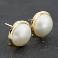Pre-Owned 9ct Yellow Gold Mabe Pearl Stud Earrings 41173613