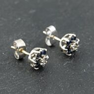 Pre-Owned 9ct White Gold Sapphire & Diamond Stud Earrings 41173614