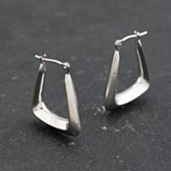 Pre-Owned 9ct White Gold 20.4mm Stirrup Shaped Creole Earrings 41173619
