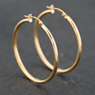 Pre-Owned 9ct Yellow Gold 34.7mm Plain Hoop Earrings 41173628