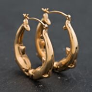 Pre-Owned 9ct Yellow Gold 26.4mm Dolphin Creole Earrings 41173630