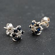 Pre-Owned 9ct White Gold Sapphire & Diamond Cluster 7.9mm Stud Earrings 41173631