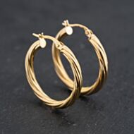 Pre-Owned Yellow Gold 26.7mm Twisted Hoop Earrings 41173637