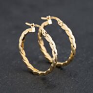 Pre-Owned 9ct Yellow Gold 25mm Twisted Hoop Earrings 41173638