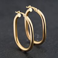 Pre-Owned 9ct Yellow Gold 34.5mm Oval Plain Hoop Earrings 41173640