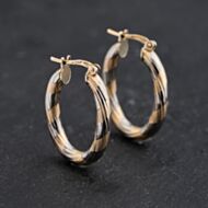 Pre-Owned 9ct Two Colour Gold 21.5mm Oval Hoop Earrings 41173645