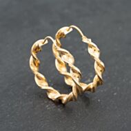 Pre-Owned 9ct Yellow Gold 33.6mm Twist Hoop Earrings 41173653