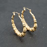 Pre-Owned 9ct Yellow Gold 34.5mm Bamboo Hoop Earrings 41173655