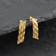 Pre-Owned 9ct Yellow Gold 24mm Flexible Plaited Dropper Earrings 41173668