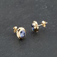 Pre-Owned Yellow Gold 10.2mm Tanzanite Oval Stud Earrings 41173669
