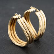 Pre-Owned 9ct Yellow Gold 37.9mm Triple Wave Hoop Earrings 41173683
