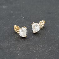 Pre-Owned Yellow Gold 8.6mm Cubic Zirconia Heart Shape Split Claw Set Stud Earrings 41173704