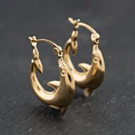 Pre-Owned Yellow Gold 19mm Dolphin Creole Earrings 41173714