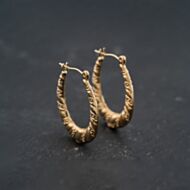 Pre-Owned Yellow Gold 25mm Patterned Creole Earrings 41173716