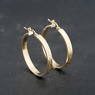 Pre-Owned 9ct Yellow Gold 35mm Greek Key Design Hoop Earrings 41173720