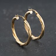 Pre-Owned 9ct Yellow Gold 31mm Twist Hoop Earrings 41173721