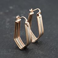 Pre-Owned 9ct Two Colour Gold 26mm Hoop Earrings 41173723