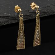 Pre-Owned 14ct Three Colour Gold Graduated 32mm Dropper Earrings 41173727