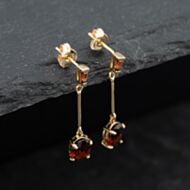 Pre-Owned Yellow Gold 26mm Garnet Set Dropper Earrings 41173729