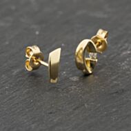 Pre-Owned 9ct Yellow Gold 9mm Diamond Set Stud Earrings 41173733