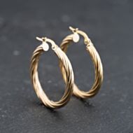 Pre-Owned 9ct Yellow Gold Twisted Hoop Earrings 41173740