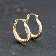 Pre-Owned 9ct Yellow Gold Twisted Hoop Earrings 41173743