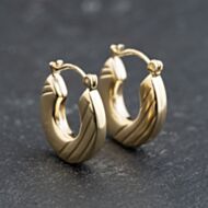 Pre-Owned 9ct Yellow Gold Half Engraved Hoop Earrings 41173748