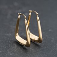 Pre-Owned 9ct Yellow Gold 27mm Plain Oblong Hoop Earrings 41173750