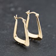 Pre-Owned 9ct Yellow Gold 21.4mm Plain Oblong Hoop Earrings 41173752