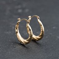 Pre-Owned 9ct Yellow Gold 20mm Engraved Creole Earrings 41173763