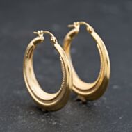 Pre-Owned 9ct Yellow Gold 30.7mm Engraved Creole Earrings 41173769