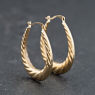 Pre-Owned 9ct Yellow Gold 29.4mm Twisted Oval Creole Earrings 41173771