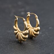 Pre-Owned 9ct Yellow Gold 23mm Embossed Creole Earrings 41173772