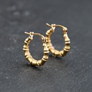 Pre-Owned 9ct Yellow Gold 16mm Bamboo Hoop Earrings 41173774