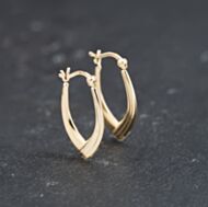 Pre-Owned 9ct Yellow Gold 21mm Half Engraved Hoop Earrings 41173782