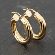 Pre-Owned 9ct Yellow Gold 25mm Twisted Hoop Earrings 41173791