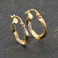 Pre-Owned 9ct Two Colour Gold 18mm Twisted Hoop Earrings 41173794