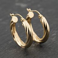Pre-Owned 9ct Yellow Gold 22mm Twisted Hoop Earrings 41173797