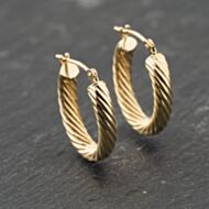 Pre-Owned 9ct Yellow Gold 17.8mm Twisted Hoop Earrings 41173800