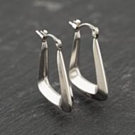 Pre-Owned 9ct White Gold 21.3mm Plain Oblong Hoop Earrings 41173809