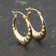 Pre-Owned 9ct Yellow Gold 21mm Patterned Creole Earrings 41173817