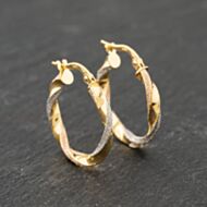 Pre-Owned Two Colour Gold 21mm Twist Hoop Earrings 41173839