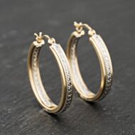 Pre-Owned 9ct Two Colour Gold 25mm Hoop Earrings 41173840
