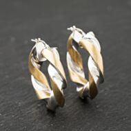 Pre-Owned 9ct Two Colour Gold 28mm Twist Hoop Earrings 41173842