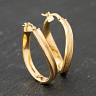 Pre-Owned 9ct Yellow Gold 30mm Wave Hoop Earrings 41173844