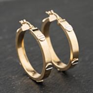 Pre-Owned 9ct Two Colour Gold 31mm Screw Head Hoop Earrings 41173846