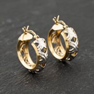 Pre-Owned 9ct Two Colour Gold 20mm Openwork Hoop Earrings 41173852