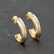 Pre-Owned Yellow Gold 18mm Patterned Half Hoop Earrings 41173858