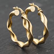 Pre-Owned 9ct Yellow Gold 28.2mm Twisted Hoop Earrings 41173873